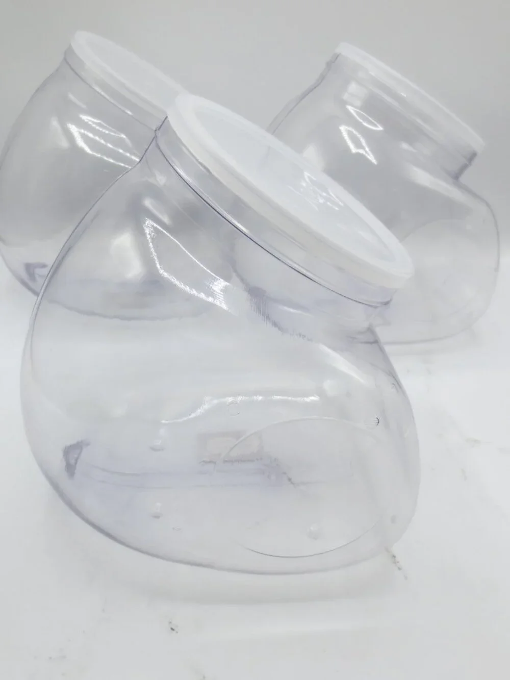Plastic Containers Lot of 3 Fishbowl Candy Bowls With Lids
